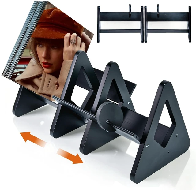 Main image of Vinyl Record Storage,Expandable & Detachable Bamboo Tabletop Book Shelf