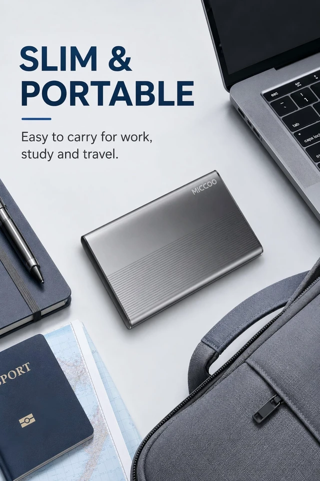 Alt view image 4 of 5 - MICCOO 500GB External Hard Drive, Portable HDD Expansion Storage