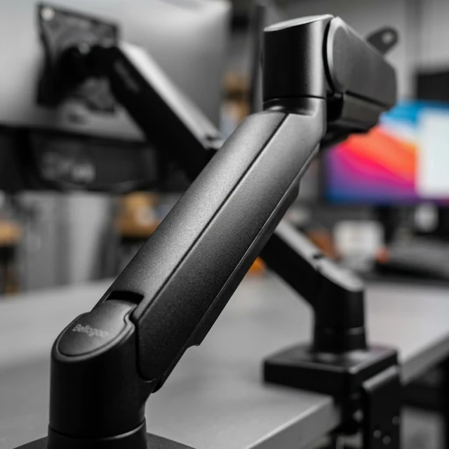Alt view image 5 of 5 - Bellogoo Dual Monitor Mount, Gas Spring Monitor Arm for 2 Monitors up to 32 Inches, Fully Adjustable VESA Desk Mount with C-Clamp and Grommet Base, Black