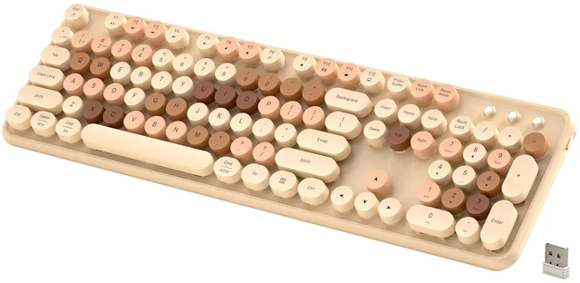 Main image of KEQTFT Cute Colorful Wireless Bluetooth Keyboard, Milk Tea Colorful