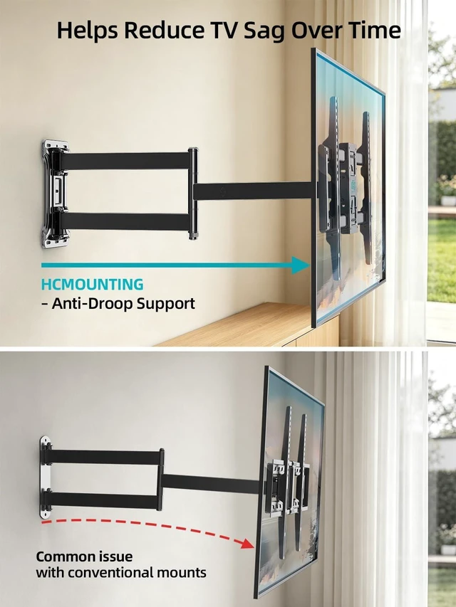 Alt view image 4 of 5 - HCMOUNTING Corner TV Wall Mount Long Arm for 43-80 Inch TVs Holds 132 lbs