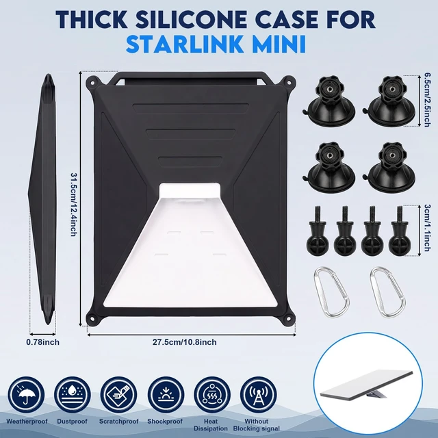 Alt view image 5 of 5 - Suction Cup Car Mount, Silicone Protective Case for Starlink Mini Camping