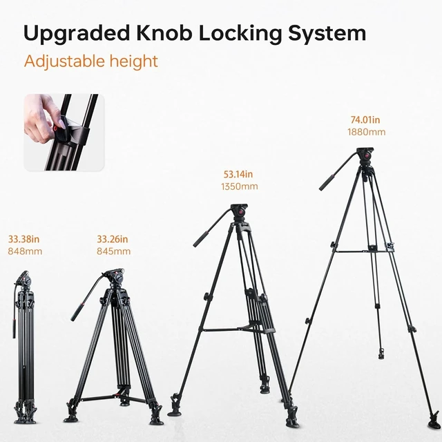 Alt view image 2 of 5 - VILTROX VX-18M 74 Inch Heavy Video Tripod with Fluid Head