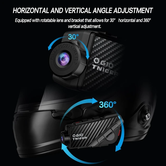 Alt view image 4 of 5 - TNICER Motorcycle Bluetooth Headset with Camera G10 Motorcycle Camera with EIS Helmet Bluetooth Headset 8-Way 1000m WiFi Recording Intercom with 64G Card