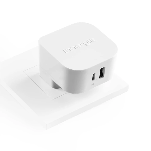 Main image of Innergie 45W USB C Charger, Dual Port Wall Charger 1 USB-C and 1 USB-A, PD 3.0 Fast Charging Block for iPhone 17/16/15 Pro Max, iPad, MacBook, Pixel, Galaxy, and More-White