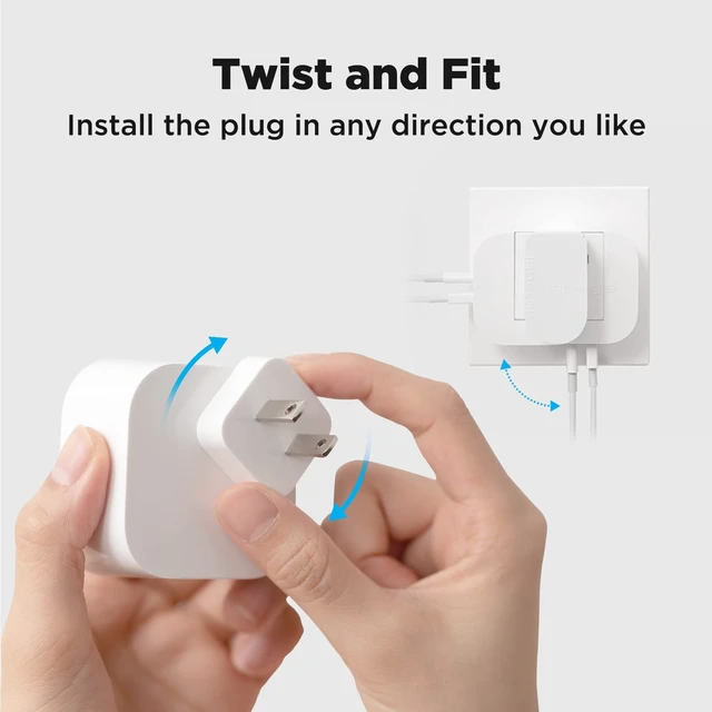 Alt view image 2 of 5 - Innergie 45W USB C Charger, Dual Port Wall Charger 1 USB-C and 1 USB-A, PD 3.0 Fast Charging Block for iPhone 17/16/15 Pro Max, iPad, MacBook, Pixel, Galaxy, and More-White