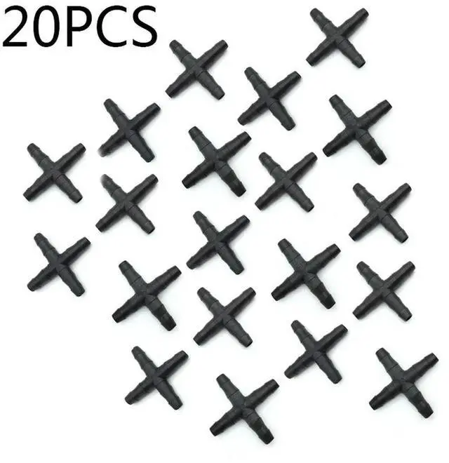 Alt view image 3 of 3 - Bulk Automatic Garden Connector Irrigation Hose Fittin Fitting 20Pcs Barbed Cross Drip Black Hot Practical
