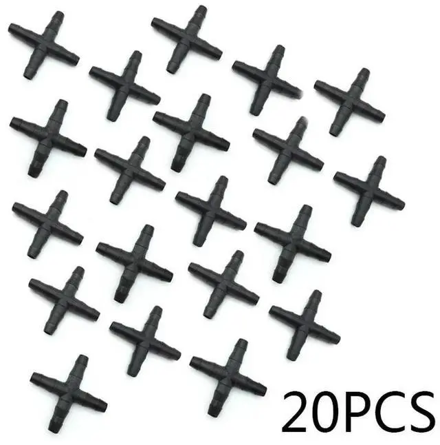 Main image of Bulk Automatic Garden Connector Irrigation Hose Fittin Fitting 20Pcs Barbed Cross Drip Black Hot Practical