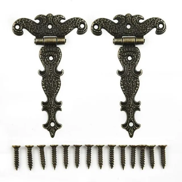 Alt view image 2 of 3 - 2Pcs Retro Bronze Zinc Alloy Hinge For Cabinet Cupboard Wardrobe Doors Wooden Boxes Jewelry Case Hinges 113*69mm
