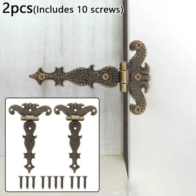 Main image of 2Pcs Retro Bronze Zinc Alloy Hinge For Cabinet Cupboard Wardrobe Doors Wooden Boxes Jewelry Case Hinges 113*69mm
