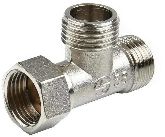 Alt view image 2 of 3 - T-shaped G1/2" Shower Three-way Connector Adapter Adjustable Water Diverter Valve Toilet Bidet Water Separator Faucet Splitter