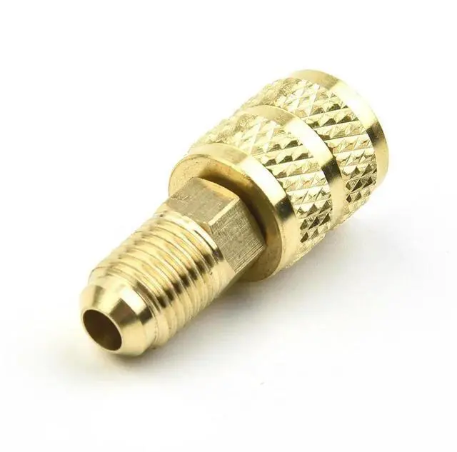 Alt view image 3 of 3 - Brass Adapter 5/16 SAE F Quick Couplers To 1/4 SAE M Flare 5/16 SAE M To 1/4 SAE For R410 R32 R22 Air Conditioning Adapter