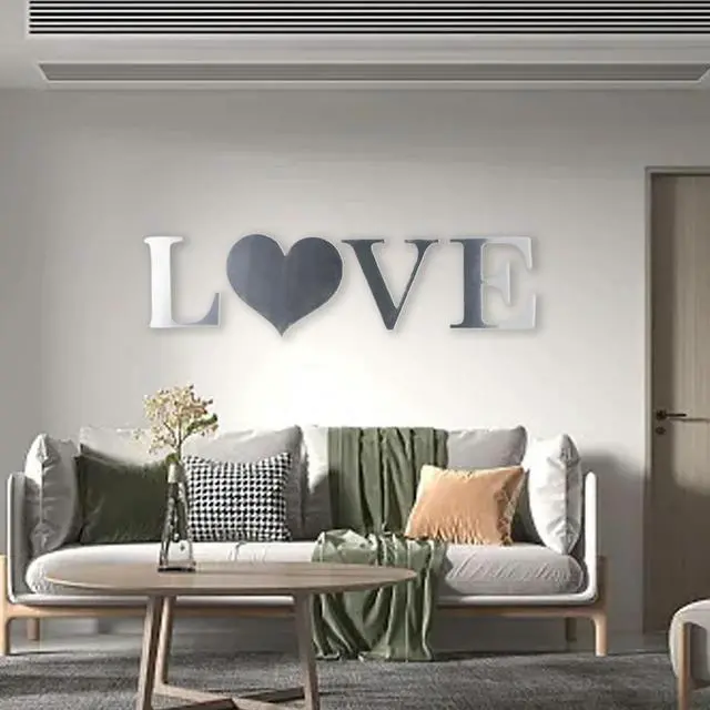 Alt view image 3 of 3 - 4 Pc Letter Wall Stickers Letters Love Mirror Tiles Wall Sticker Self-Sticker Wall Decal Arts Wallpapers Wall Home Room Decor