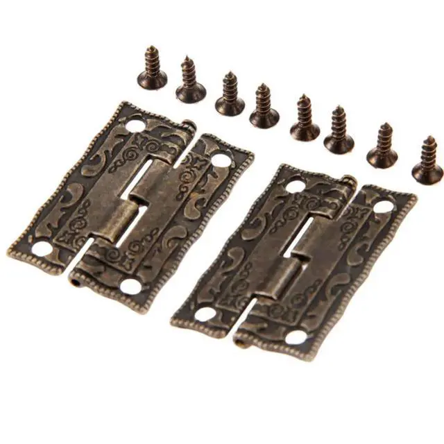 Alt view image 2 of 3 - Door Hinges Hinges 4pcs Antique Printing Bronze Easy To Install Retro Design With Screws Zinc Alloy Home Office