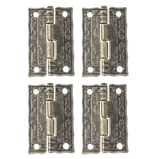 Alt view image 3 of 3 - Door Hinges Hinges 4pcs Antique Printing Bronze Easy To Install Retro Design With Screws Zinc Alloy Home Office