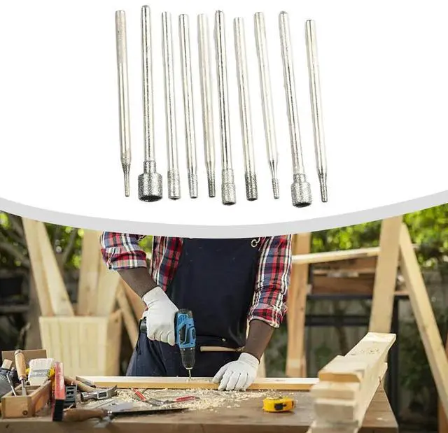 Alt view image 3 of 3 - 10 Pcs Diamond Jade Grinding Head Diamond Burr Core Drill Bit 0.8-5mm Grinding Head Rotating Tool