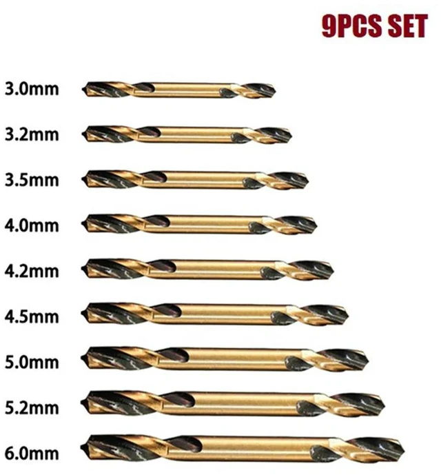 Alt view image 2 of 3 - Upgrade Your Drilling Equipment with 9pcs HSS Double Headed Auger Drill Bits for Stainless Steel Iron and More