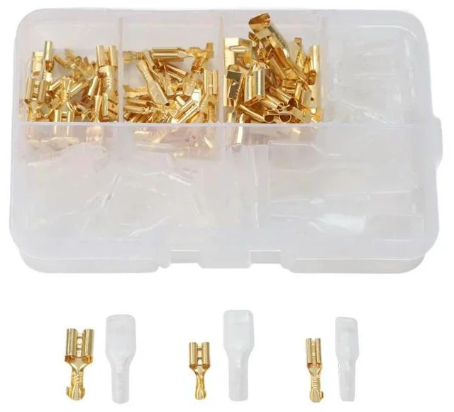 Alt view image 2 of 3 - Professional 120 Piece Wire Terminal Kit Spade Lug Crimp Connectors with Insulating Sleeves for Safe Electrical Connections
