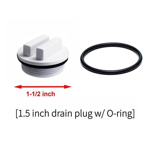 Alt view image 3 of 3 - 1 1/2 Inch Threaded Drain Cover Cap with Sealing Rings for Hayward Waterway Above Ground In Ground Pool Filters
