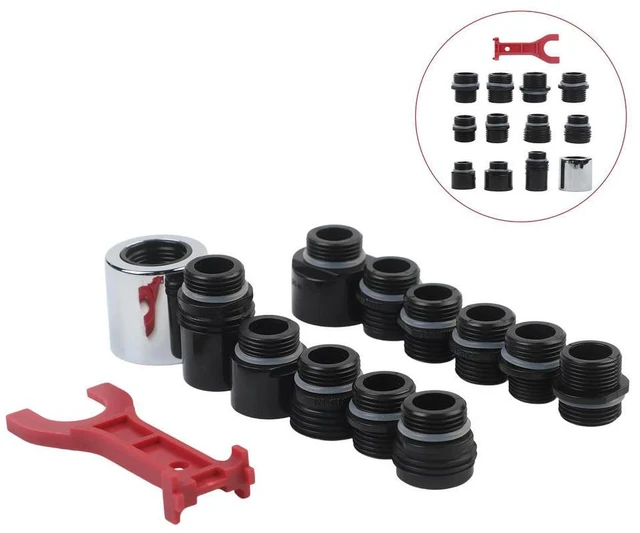 Alt view image 2 of 3 - For Kitchen Faucet Pull Out Adapter Kit 12 Pieces Thread Connectors for Multiple Faucet Sizes Including G1 2 and 5 8 18UN