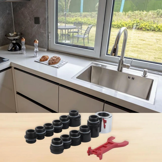 Main image of For Kitchen Faucet Pull Out Adapter Kit 12 Pieces Thread Connectors for Multiple Faucet Sizes Including G1 2 and 5 8 18UN