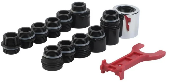Alt view image 3 of 3 - For Kitchen Faucet Pull Out Adapter Kit 12 Pieces Thread Connectors for Multiple Faucet Sizes Including G1 2 and 5 8 18UN