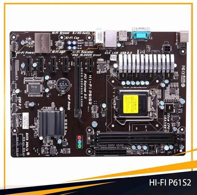 Main image of HI-FI P61S2 H61 LGA 1155 DDR3 USB 2.0 ATX Motherboard Fast Ship