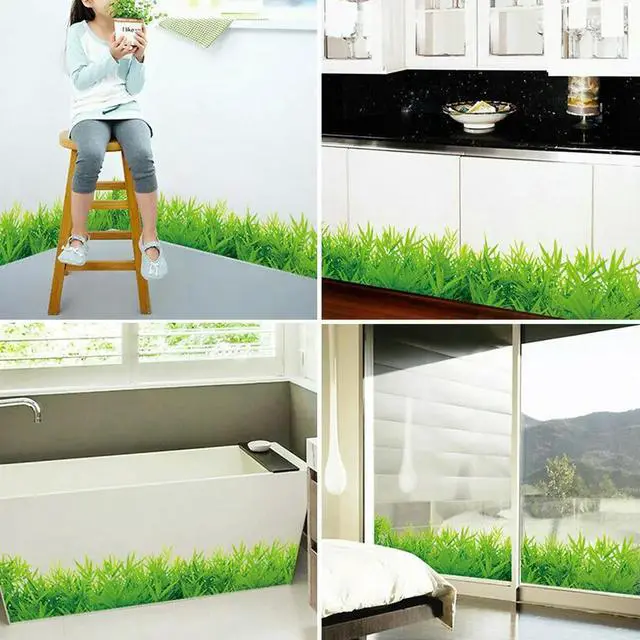 Main image of Removable PVC Wall Sticker with Green Grass Pattern for Living Room Bedroom Office Cafe Bathroom Decor for Smooth Dry Surfaces