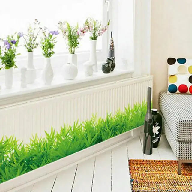 Alt view image 2 of 3 - Removable PVC Wall Sticker with Green Grass Pattern for Living Room Bedroom Office Cafe Bathroom Decor for Smooth Dry Surfaces