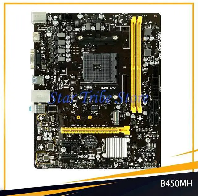 Alt view image 2 of 3 - B450MH Motherboard B450 Socket AM4 DDR4 32GB Micro ATX