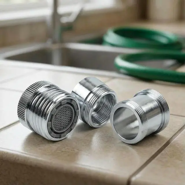 Alt view image 2 of 3 - For Garden Hose Faucet Adapter Set in Solid Brass Chrome Finish Includes 55/64 Female 15/16 Male and G1/2 Adapters