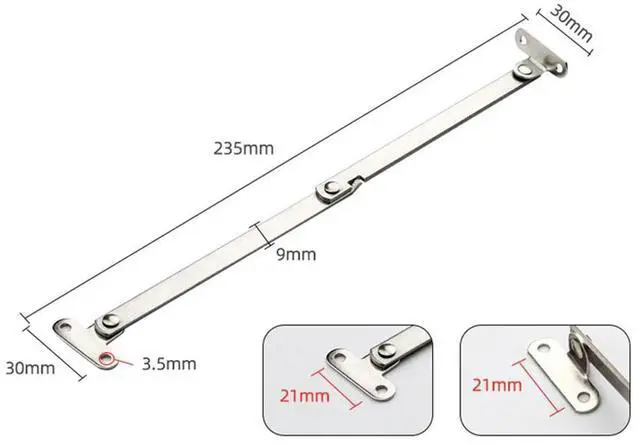 Main image of Door Stay Hinges Activity Rod Cabinet Display Lid Lift Up Movable Silver Stainless Steel Support