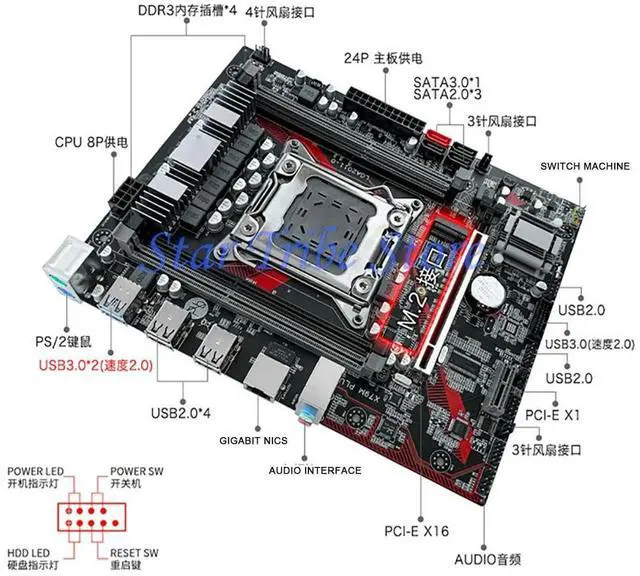Main image of X79 X79M PLUS M-ATX LGA 2011 DDR3 128GB PCI-E 3.0 Micro ATX Motherboard