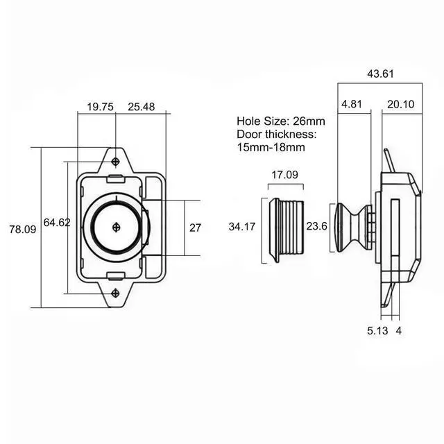 Alt view image 3 of 3 - Attachment Practical Accessories Button Catch Lock Yacht Boat Button Cupboard Door Furniture L-shaped Plate