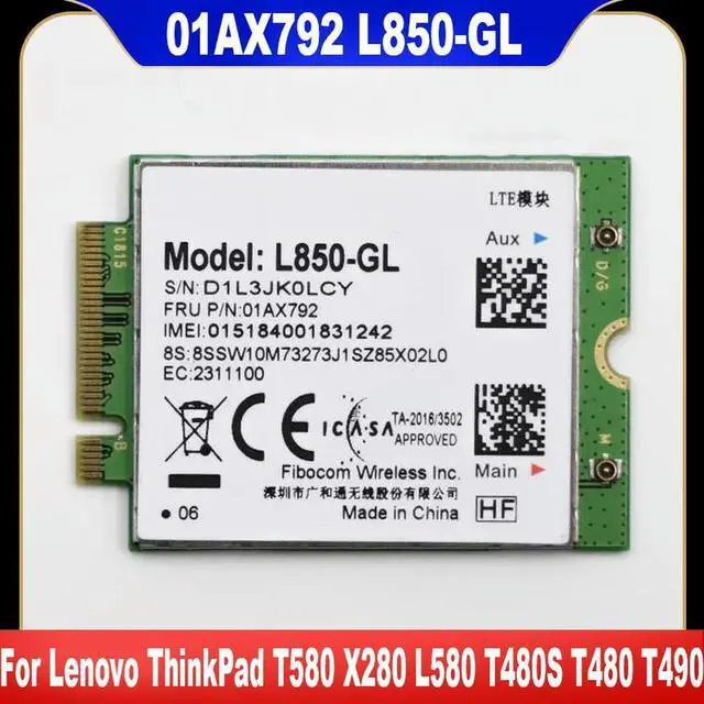 Main image of L850-GL Card 01AX792 NGFF M.2 Module For ThinkPad T580 X280 L580 T480S T480 T490 D330-10IGM T14 Gen 1 100% Tested