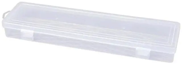 Main image of 14inch transparent long tool box for jewelry pencil case spoon with hanging loop bottom grid reinforcement and lock
