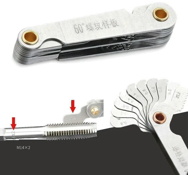 Alt view image 2 of 3 - lworking Gauge Thread 0.25-6mm Thread Template 52 Sheets 60 Degree Metric Inch Stainless Steel Thread Gauge