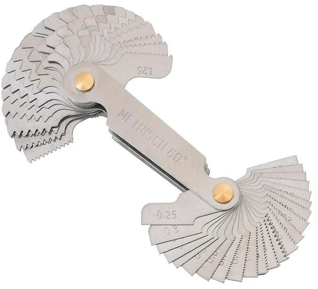 Alt view image 3 of 3 - lworking Gauge Thread 0.25-6mm Thread Template 52 Sheets 60 Degree Metric Inch Stainless Steel Thread Gauge
