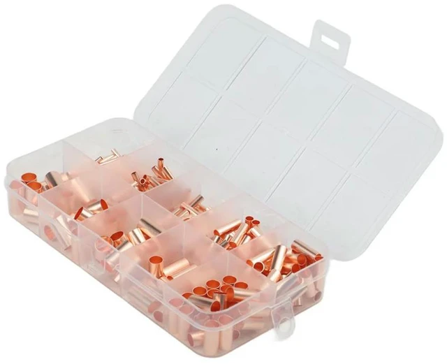 Alt view image 2 of 3 - Terminal Kit Copper Tube Workshop Tube Welded Sealed 250Pcs Parts Replacement Accessories Butt Wire Copper 2022