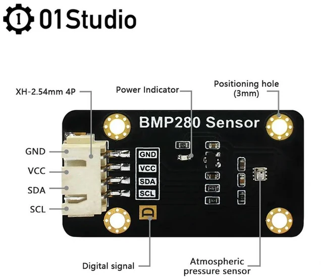 Alt view image 3 of 3 - 01Sudio Atmospheric Pressure Senor MP280 Module pyBoard Micropython Programming I2C 3.3V