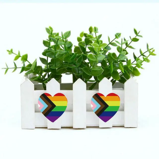 Alt view image 2 of 3 - Home Garden Rainbow Stickers Decals Crafts Folders For Face Gay Gifts Hands Pride Rainbow Heart Shaped Stickers