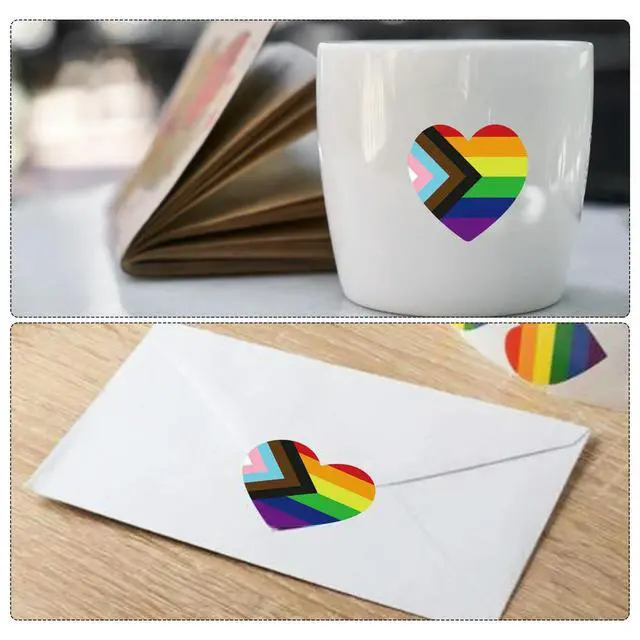 Alt view image 3 of 3 - Home Garden Rainbow Stickers Decals Crafts Folders For Face Gay Gifts Hands Pride Rainbow Heart Shaped Stickers