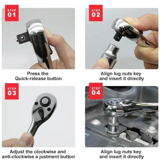 Main image of 72 Tooth Ratchet Wrench 1/4 Inch Size with Short Handle Compact and Tool for Mechanical Repairs and Automotive Use