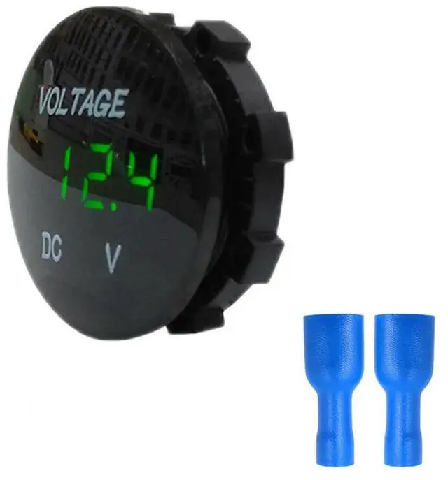 Alt view image 3 of 3 - Set of 2 Waterproof Digital LED Voltmeter Meters for DC 12V 24V Car Voltage Testing and Replacement Use