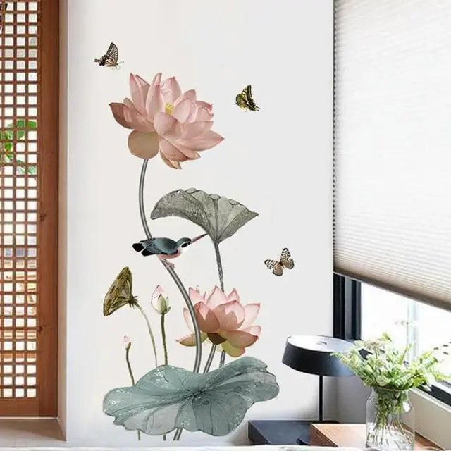 Alt view image 3 of 3 - Lotus Flower Wall Sticker for Home and Classroom Use PVC Removable Suitable for Doors Glass Furniture Tiles and Walls