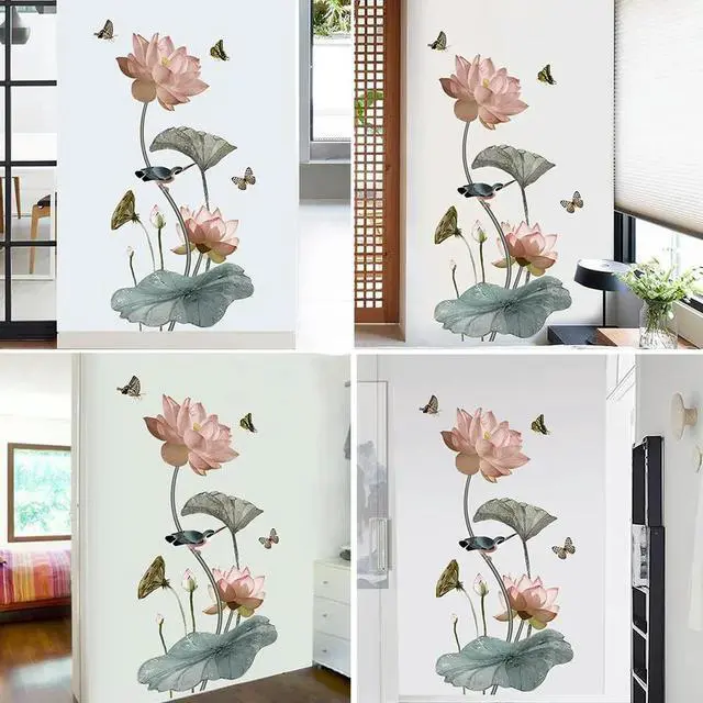 Alt view image 2 of 3 - Lotus Flower Wall Sticker for Home and Classroom Use PVC Removable Suitable for Doors Glass Furniture Tiles and Walls