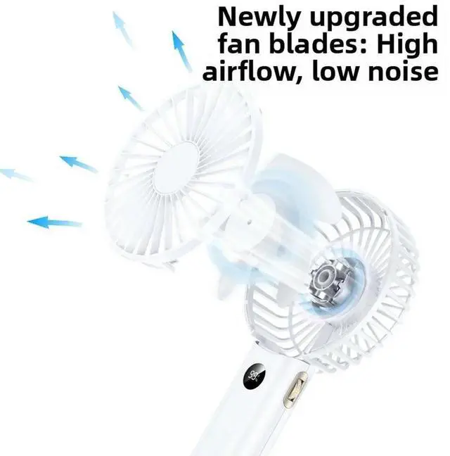 Alt view image 3 of 3 - USB Handheld Fan with Digital Display 100 Stepless Speeds 3600mAh Life Over 12 Hours for Indoor Outdoor