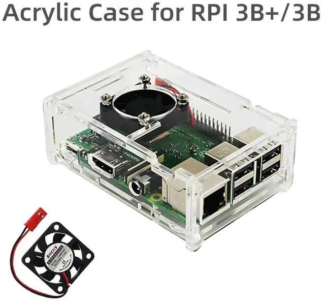 Alt view image 2 of 3 - Acrylic Case For Raspberry Pi 3 Model B 3B Transparent Box Cover Shell Optional Cooling Fan For Raspberry Pi 3B