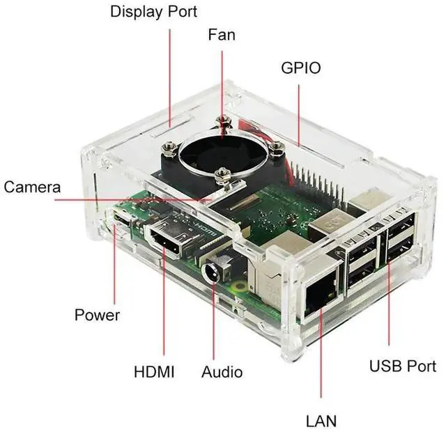 Alt view image 3 of 3 - Acrylic Case For Raspberry Pi 3 Model B 3B Transparent Box Cover Shell Optional Cooling Fan For Raspberry Pi 3B