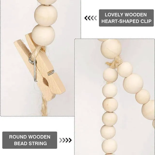 Alt view image 3 of 3 - Mother's Day Boho Photo Decor Boho Style Photo Garland Hanging Decoration Personalized Wall Art 24 Wooden Clips